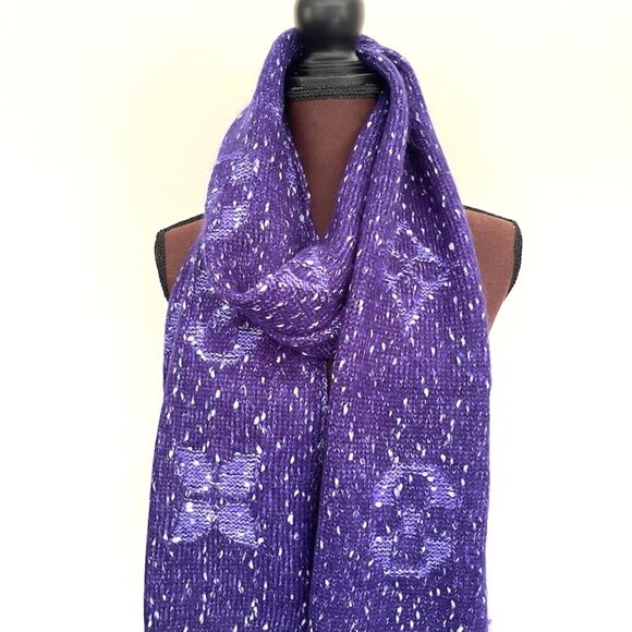 Louis Vuitton Wool Wrap Medallion Logomania Purple Reversible Scarf - Picture 10 of 12